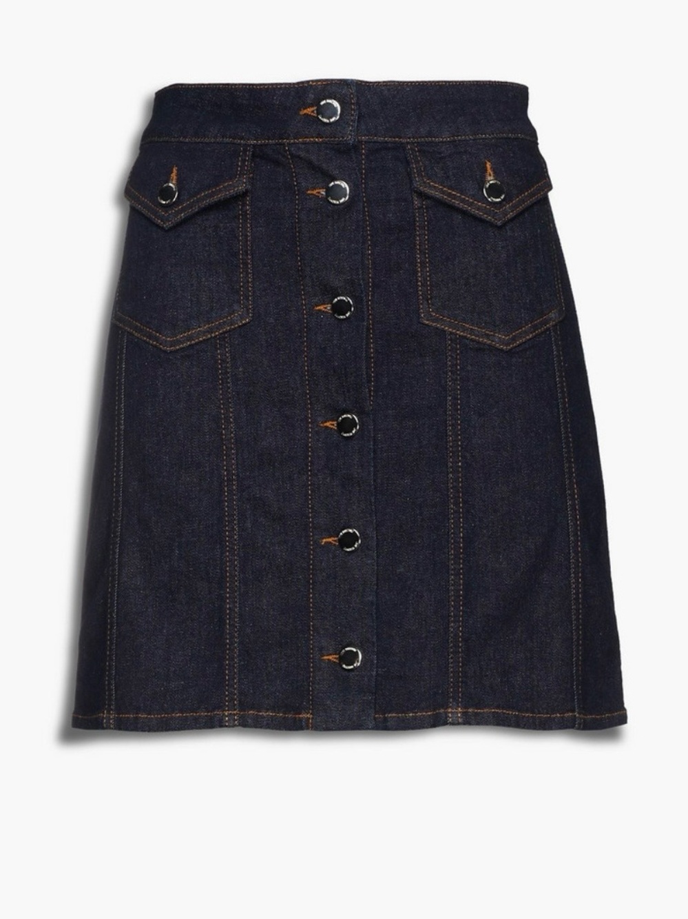 Love Moschino Dark Indigo Button-Front Mini Skirt